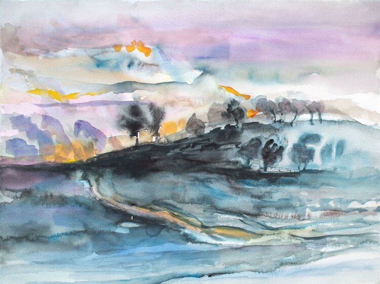 Ursula von Seemen - Landschaft am Abend- Aquarell - o. J.