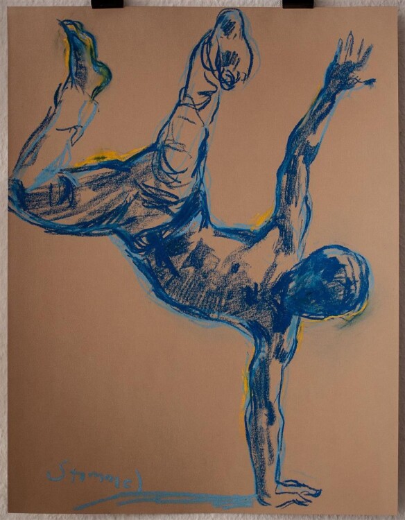 Martin Stommel - Breakdancer blau - Pastell - 2015