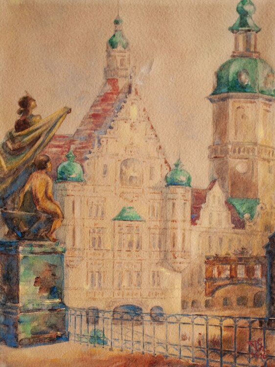 Unbekannter Künstler - Georgentor in Dresden - Aquarell - 1926