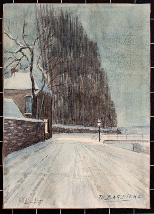 Unbekannter Künstler (Th. Barbiere) - Winterlandschaft - Aquarell - um 1900