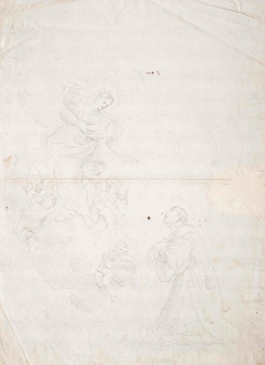 Unbekannt - Vision des heiligen Antonius von Padua - Bleistiftzeichnung - o. J.