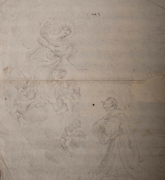 Unbekannt - Vision des heiligen Antonius von Padua - Bleistiftzeichnung - o. J.