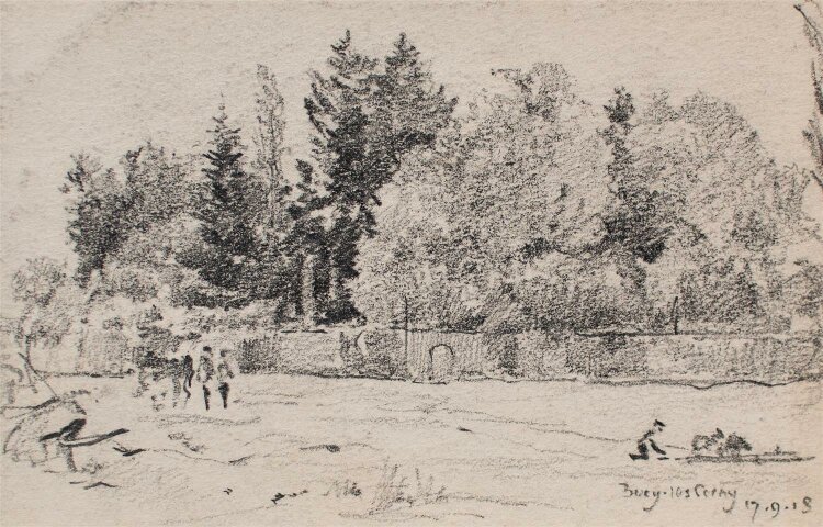 Unbekannter Künstler - Cerny (Frankreich) - Bleistiftzeichnung - 1918