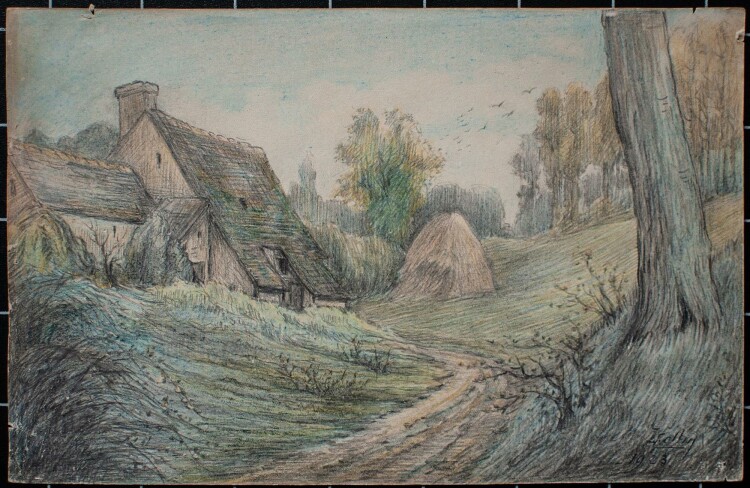 Unleserlich signiert - Bauernhaus (Montbouy, Frankreich) - Zeichnung - 1923