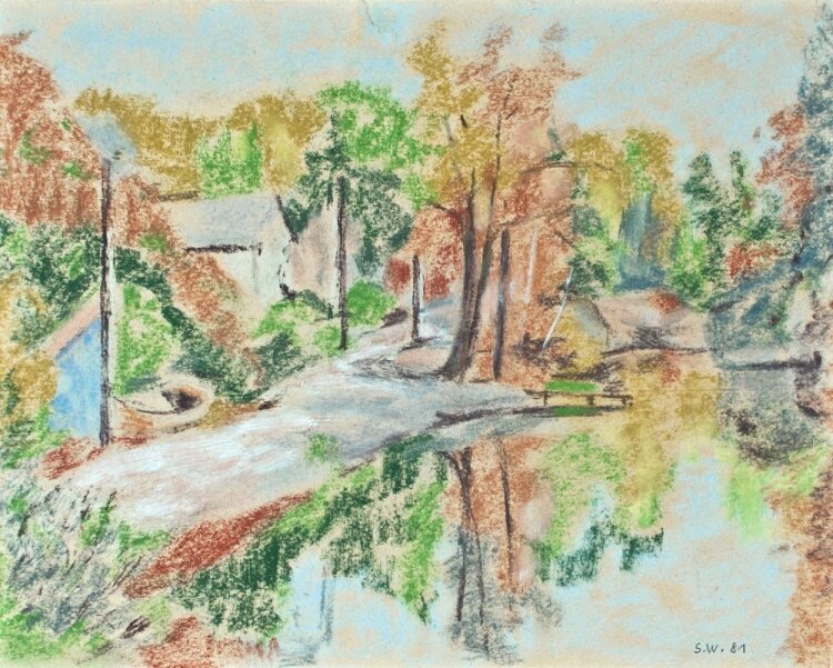 Sonja Wüsten - Wald mit See - 1981 - Pastell