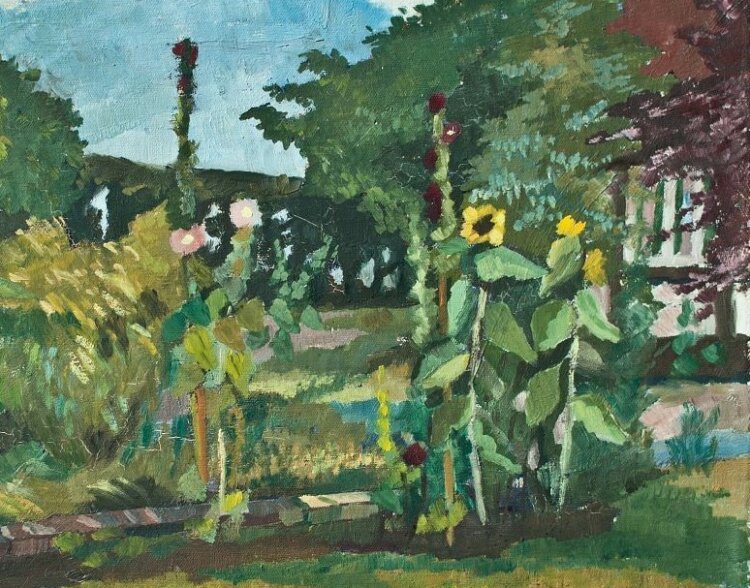 Sonja Wüsten - Garten mit Sonnenblumen - o.J. - Temperamalerei