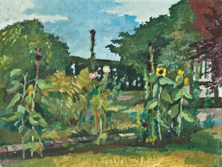 Sonja Wüsten - Garten mit Sonnenblumen - o.J. - Temperamalerei