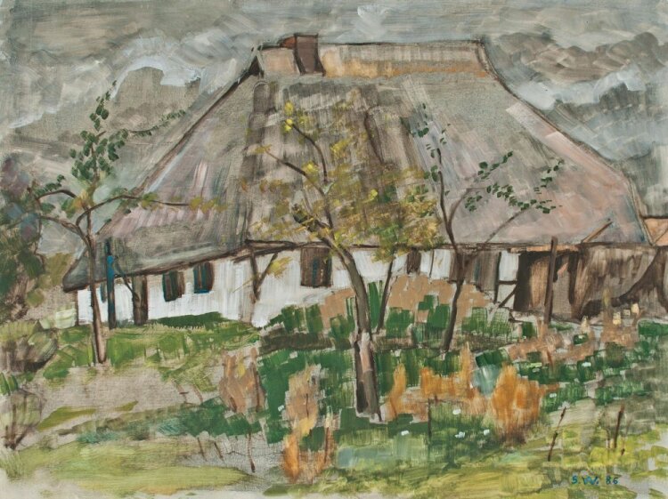Sonja Wüsten - Reetdachhaus - 1986 - Temperamalerei