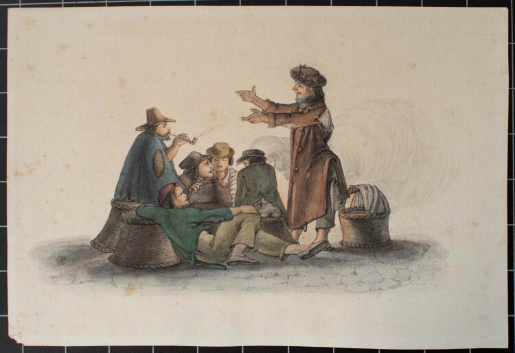 Johann Christian Lotsch - Männer im Gespräch - 1846 - Aquarell