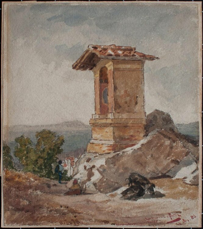 Karl Lindemann-Frommel - Antikes Grabmonument, Italien - 1886 - Aquarell