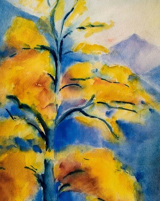 Unbekannt - herbstlicher Baum - Aquarell - o. J.