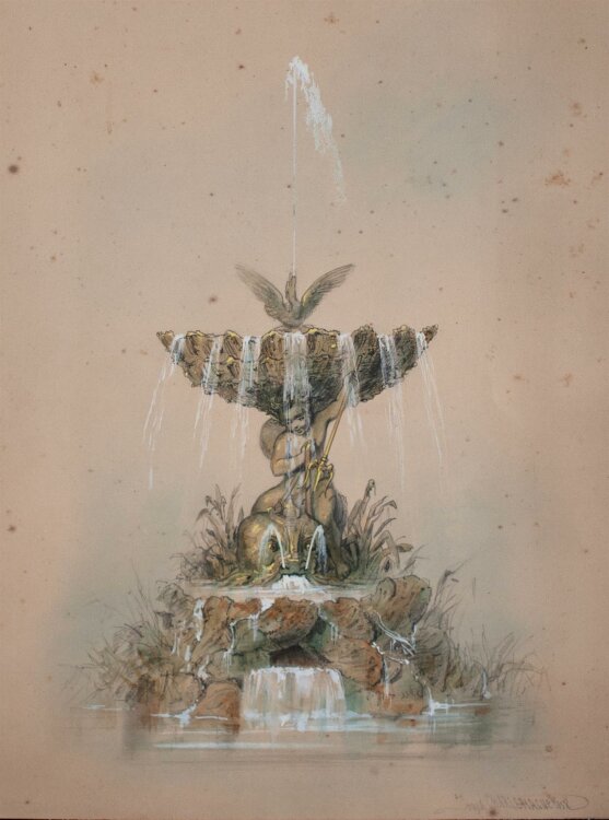 Joseph P. Charlemagne - Brunnen, Eremitage Sankt Petersburg - 1858 - Aquarell