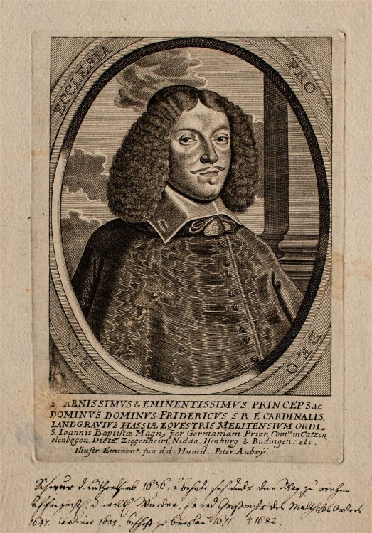 Pierre Aubry II - Porträt Friedrich Landgraf von Hessen - Kupferstich - o.J.