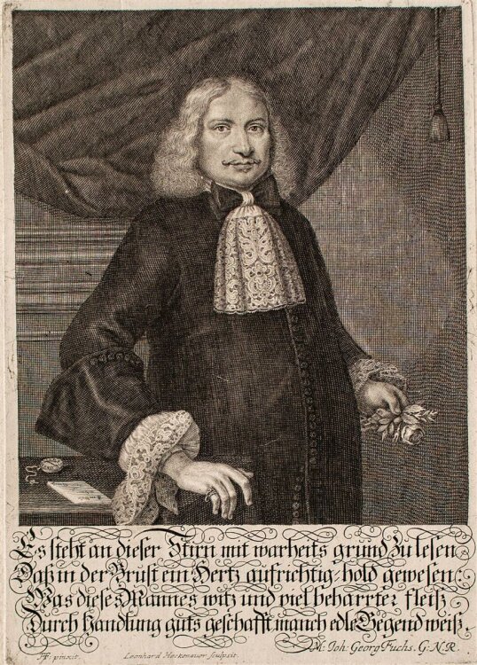 Leonard Heckenauer - Porträt Johann Georg Fuchs - Kupferstich - o. J.