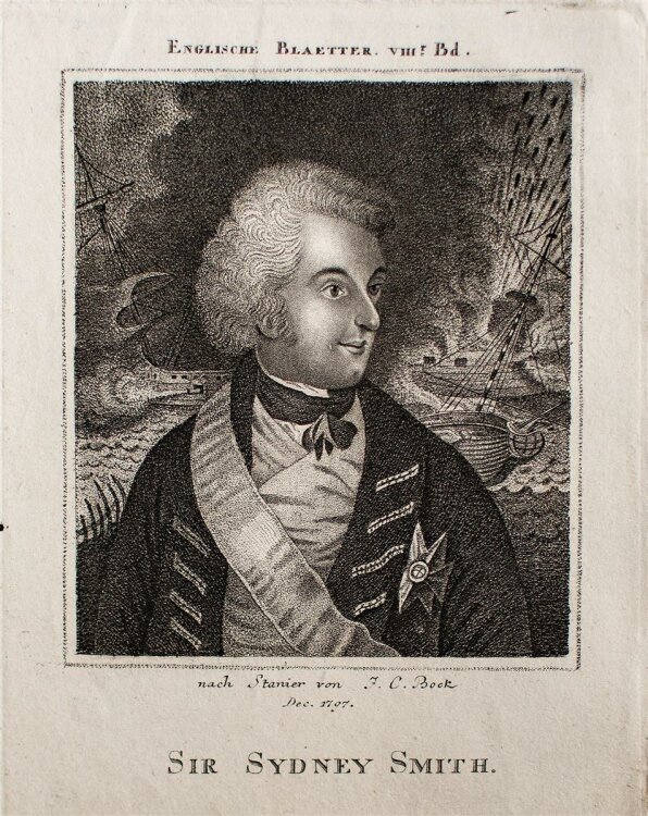 Johann Carl Bock - Porträt Sir Sidney Smith - Kupferstich - 1707