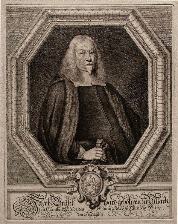 Jacob von Sandrart - Porträt Jacob Gräßl - Kupferstich - o.J.