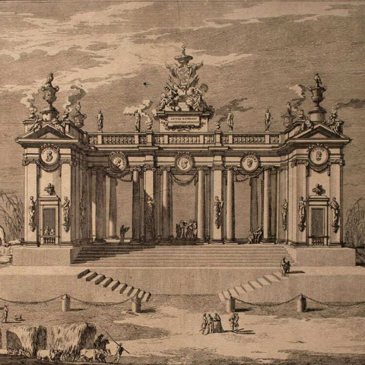 Giuseppe Pozzi - Portikus Athen, Prima Machina - 1757 - Kupferstich