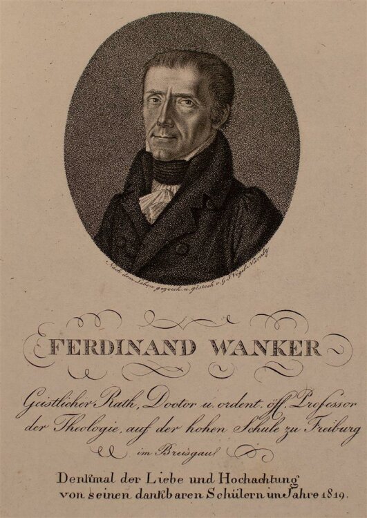 Georg Friedrich Vogel - Porträt Ferdinand Wanker - Kupferstich - o. J.