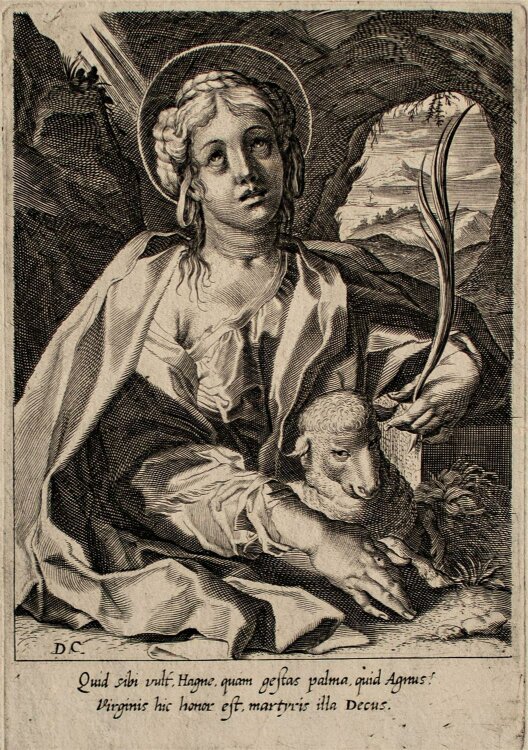 Dominicus Custos - Heilige Agnes - Kupferstich - o.J.