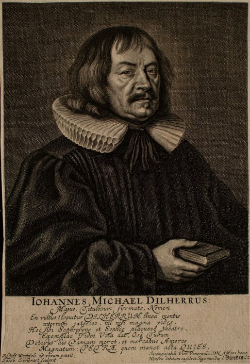 Jacob von Sandrart - Porträt Johannes Michael Dilherr - Kupferstich - o.J.