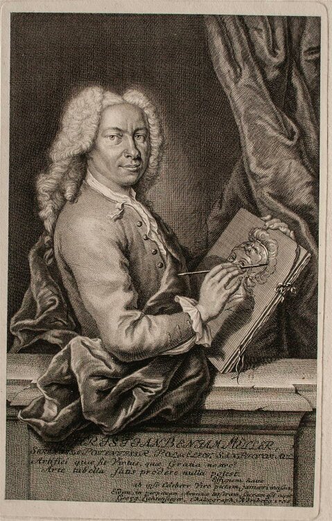 Georg Lichtensteger - Porträt Christian Benjamin Müller - Kupferstich - 1738 obi