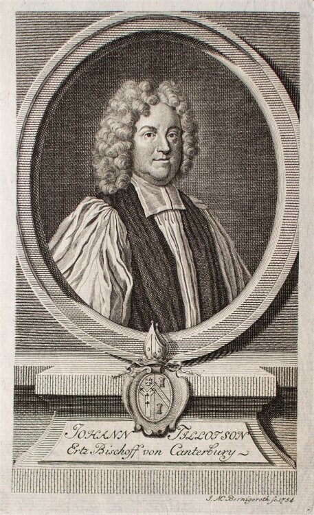 Martin Bernigeroth - Porträt Johann Tillotson - Kupferstich - 1754