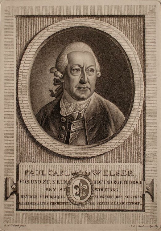 Johann Carl Bock - Porträt Paul Carl Welser - Kupferstich - o.J.