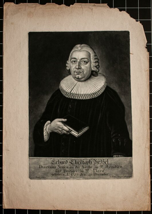 Georg Paul Nussbiegel - Porträt Erhard Christoph Bessel - Mezzotinto - 1772