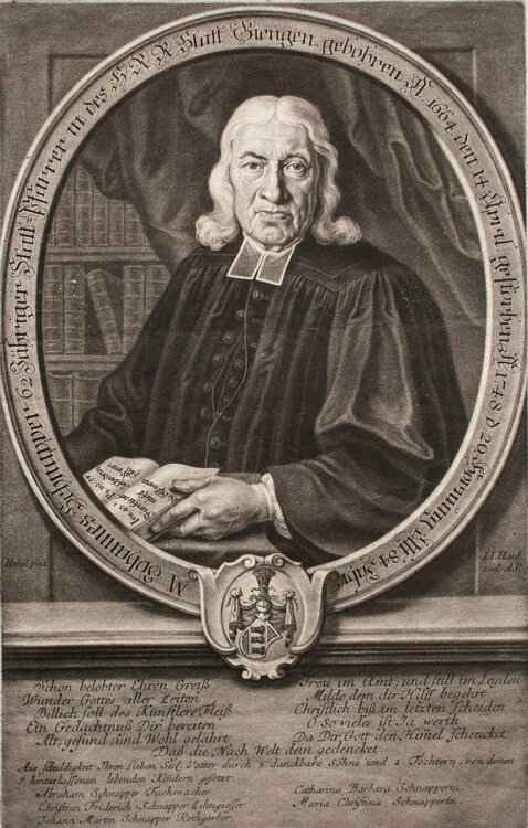 Johann Jacob Haid - Porträt Johannes Schnapper - Mezzotinto - o.J.