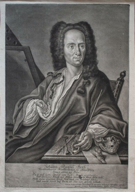 Gabriel Bodenehr - Porträt Johann Daniel Herz - Kupferstich - 1740