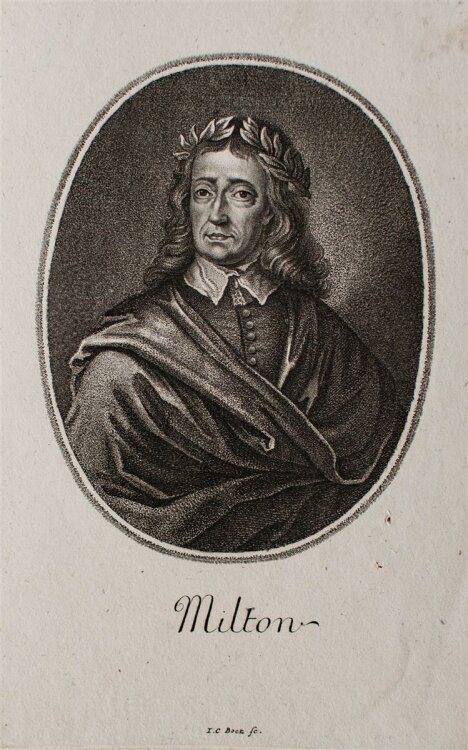 Johann Carl Bock - Porträt John Milton - Kupferstich - o. J.