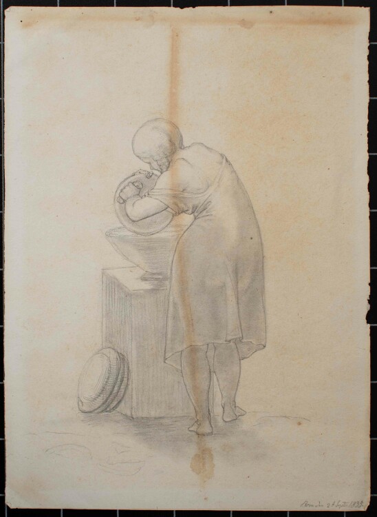 Johann Christian Lotsch - Mädchen beim Geschirrspülen - 1835 - Bleistift
