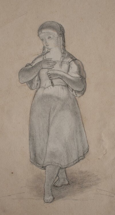 Johann Christian Lotsch - Kinderporträt / Mädchen mit Kerze - Zeichnung - o. J.