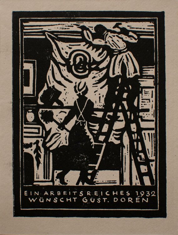Peter Gustav Dorén - Neujahrsgrafik - 1932 - Farbholzschnitt