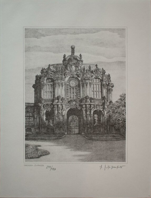 Unleserlich signiert - Dresdner Zwinger - Lithographie - o. J. - 299/480