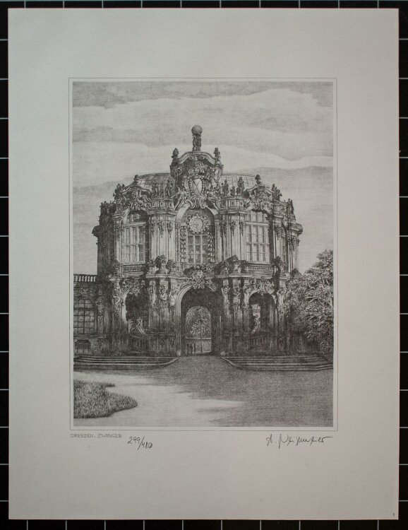 Unleserlich signiert - Dresdner Zwinger - Lithographie - o. J. - 299/480