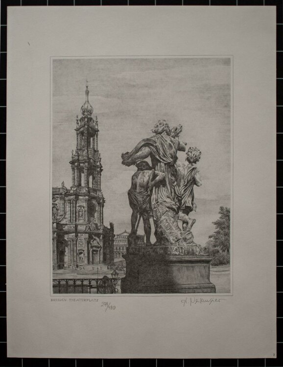 Unleserlich signiert - Theaterplatz (Dresden) - Lithographie - o. J. - 299/480