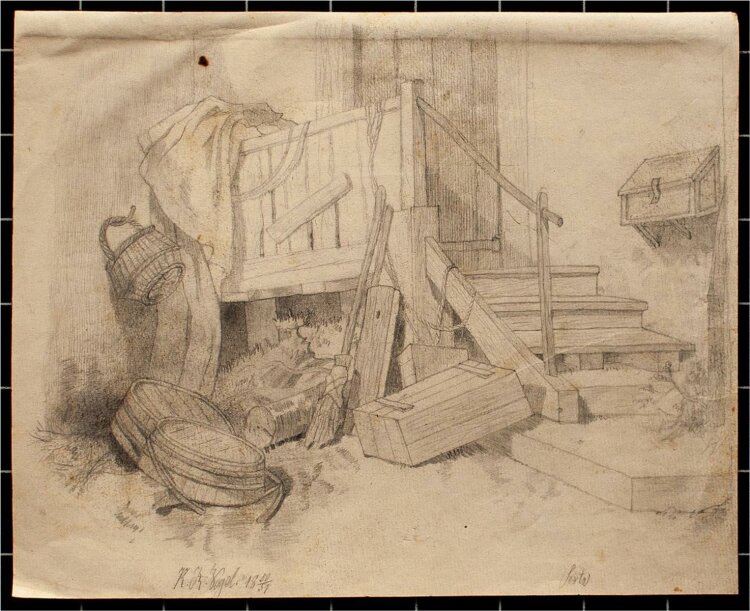Unbekannt - Hauseingang (Sesta, Italien) - Bleistiftzeichnung - 1850/51