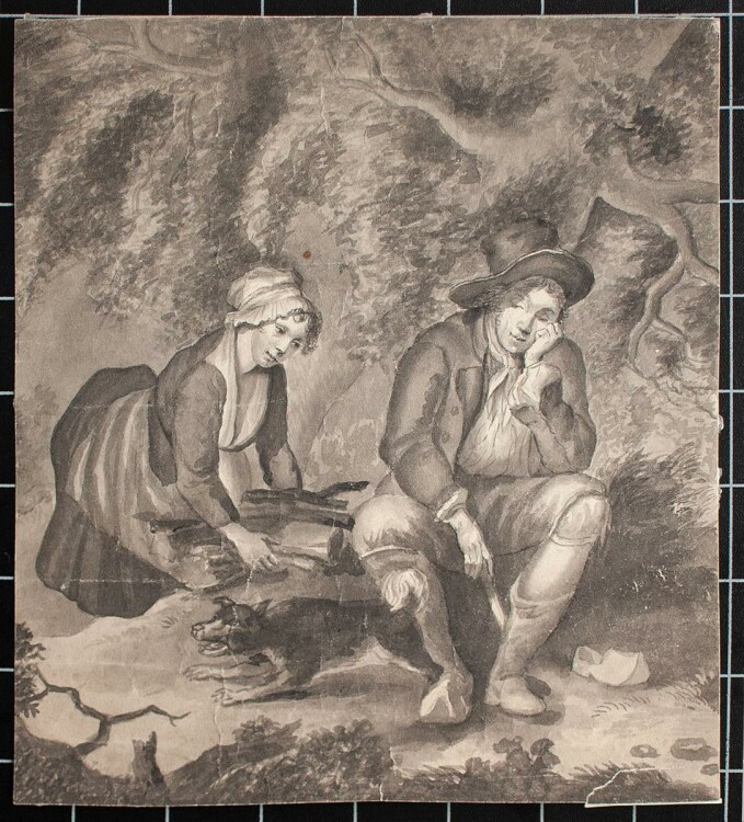 Unbekannter Künstler - Diebstahl - Tuschezeichnung - um 1800