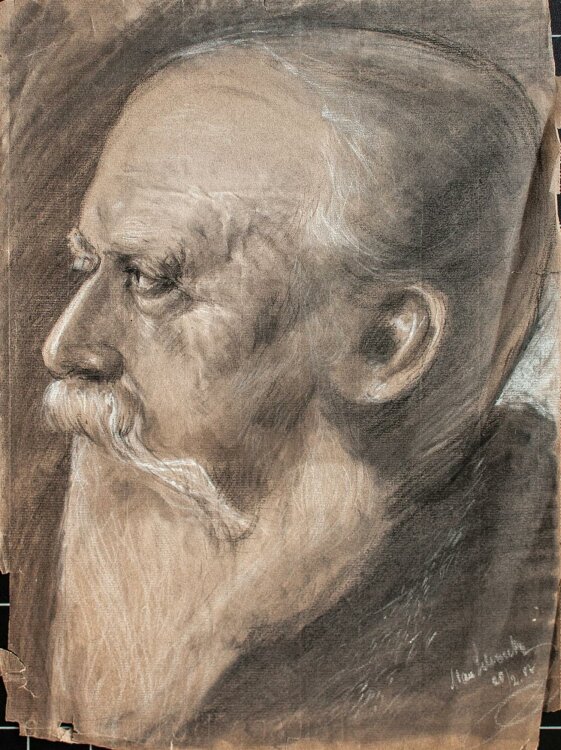 Unbekannter Künstler - Männliches Porträt - Kohlezeichnung - 1887