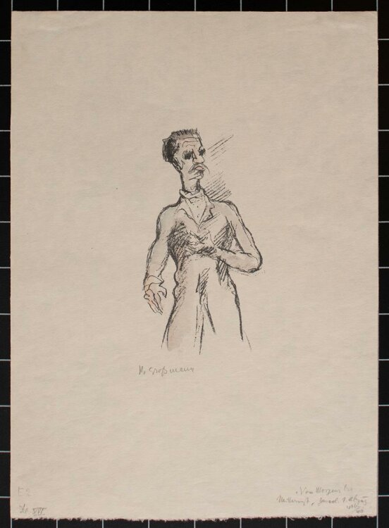 Rudolf Grossmann - Männerbildnis, Aus: Von morgens bis Mitternacht - o.J. - aquarellierte Lithografie