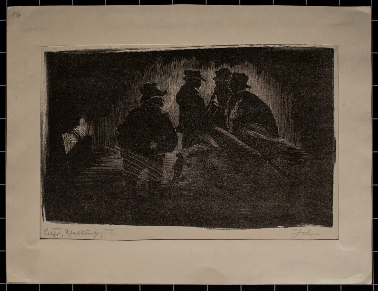 John - Männer im Gespräch - Schablithografie - um 1920
