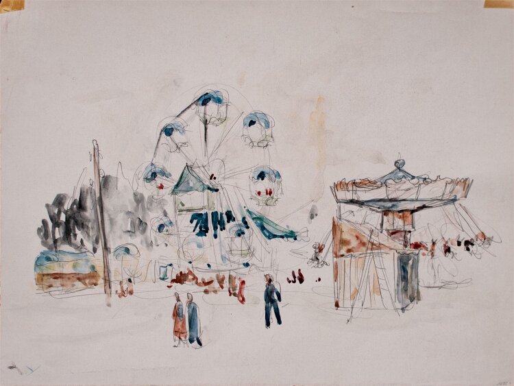 Hans Happach - Jahrmarkt - aquarellierte...