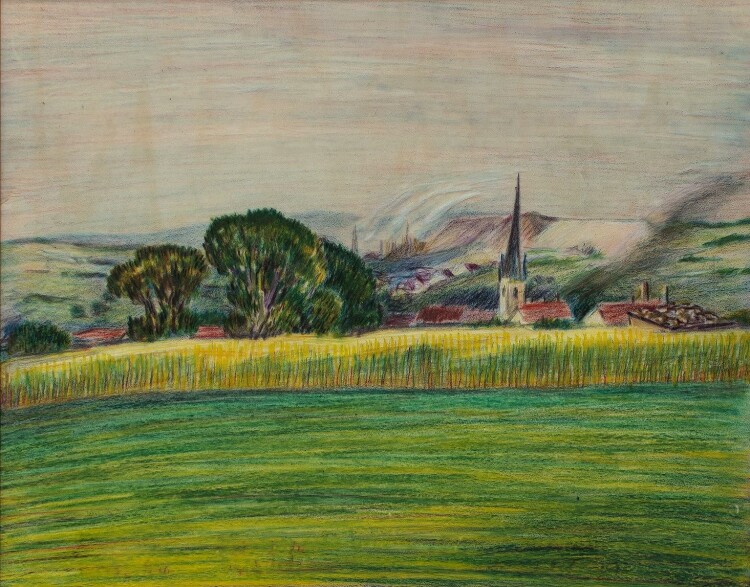 Martin Krauß (unsigniert) - Landschaft - Farbstiftzeichnung - 1944