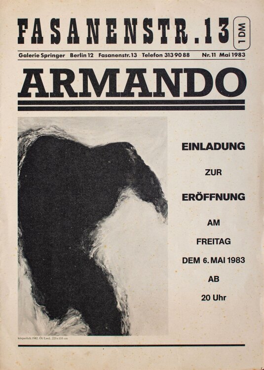 Armando - Eröffnung bei Galerie Springer - Flyer - 1983