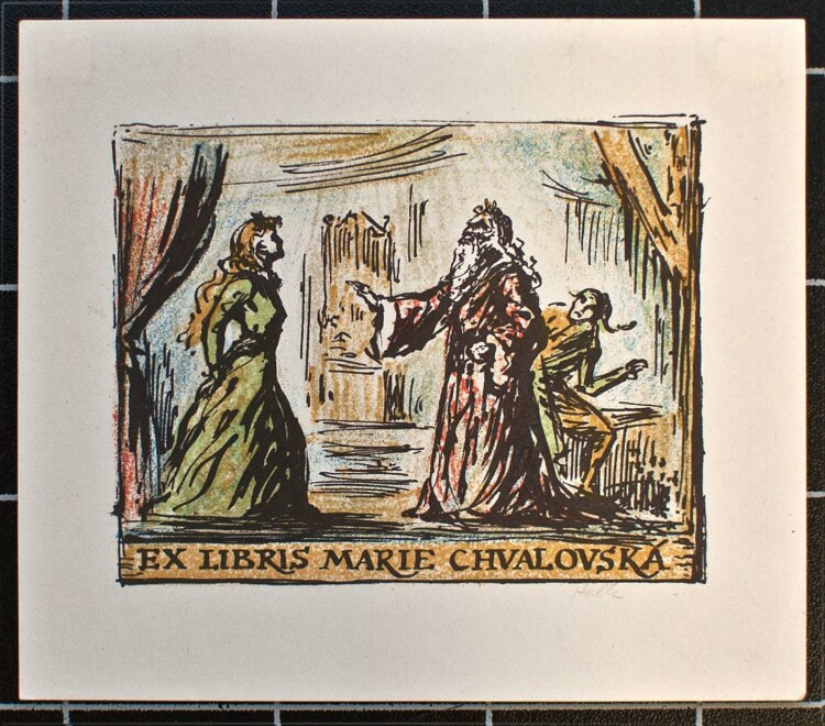 Jan Halla - Ex Libris Marie Chvalovska - o.J. - Lithografie