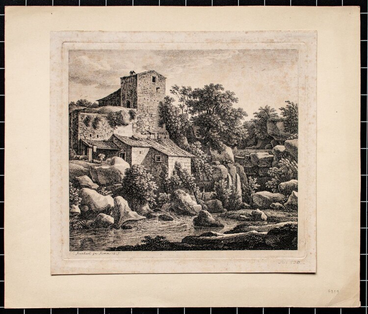 Johann Christian Reinhart - Landschaft mit Mühle (Rom) - Kupferstich - 1815