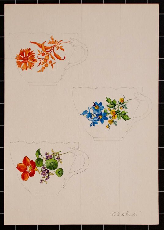 Erik Mittasch - Entwurf Blumendekor - Aquarell - o. J.