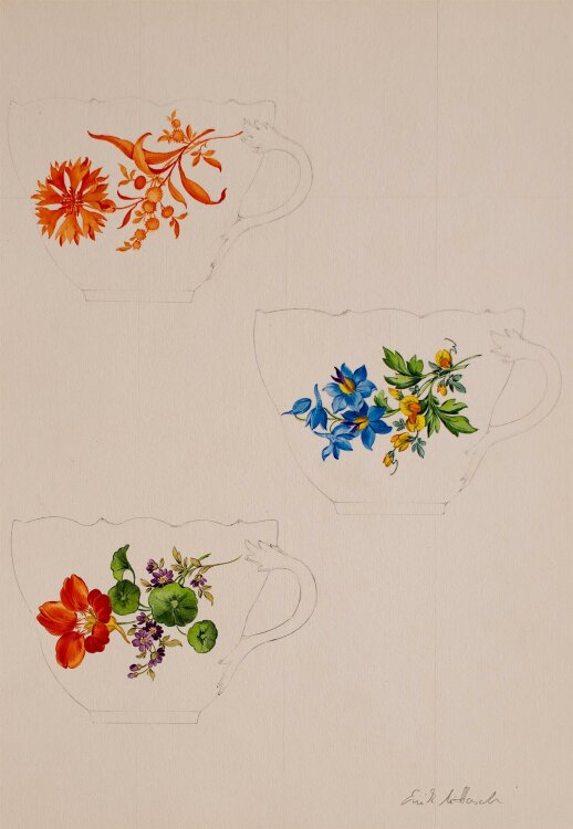 Erik Mittasch - Entwurf Blumendekor - Aquarell - o. J.