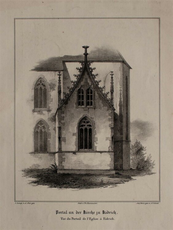 A. Schott - Portal an der Kirche zu Kidrich (Hessen) - Lithografie - o.J.